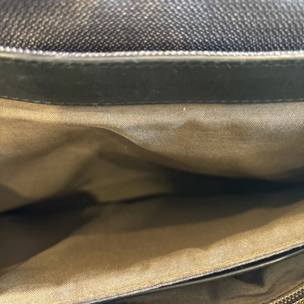 Skagen Eric Messenger Bag Heathered Navy Nylon Leather Trim Large Zippers